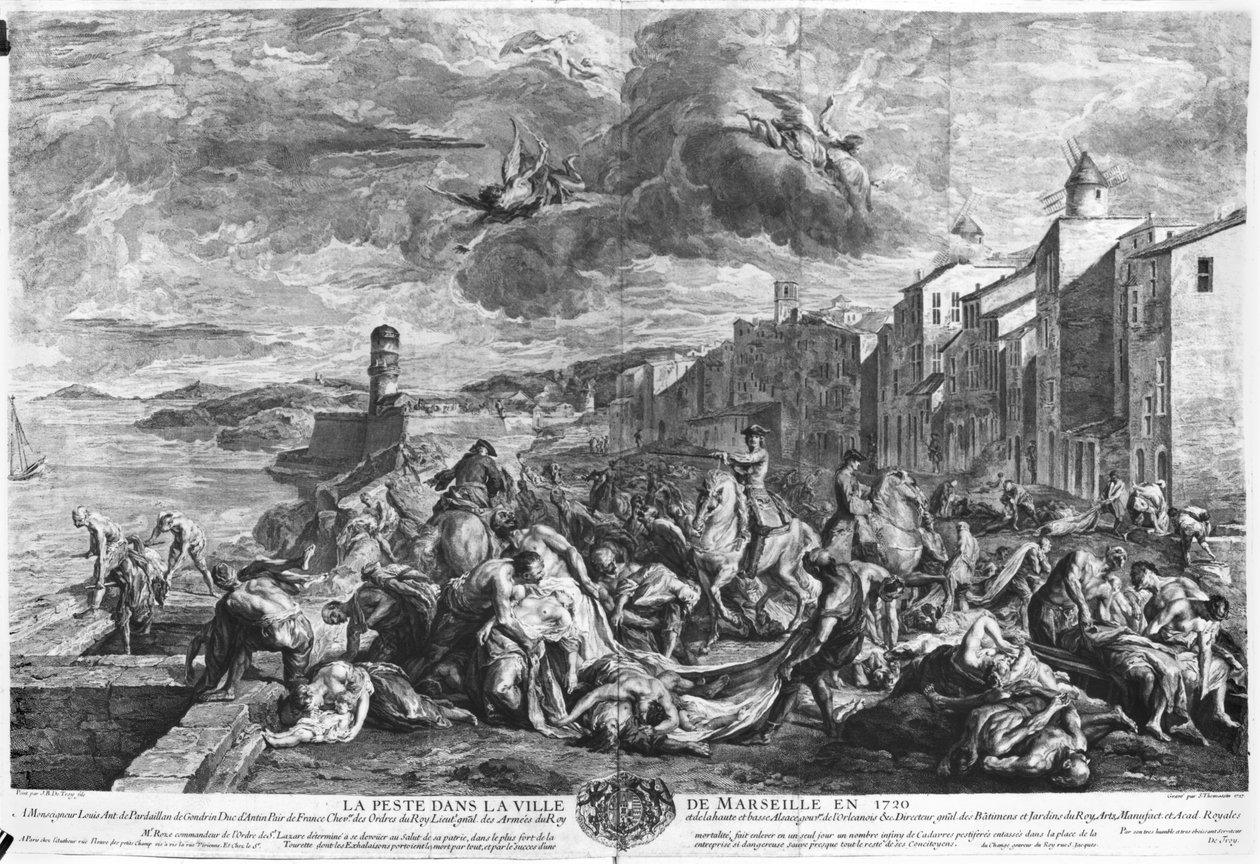 La plaga de 1720 en Marsella, grabado por Simon Thomassin (1655-1733) 1727 de Jean Francois de (after) Troy