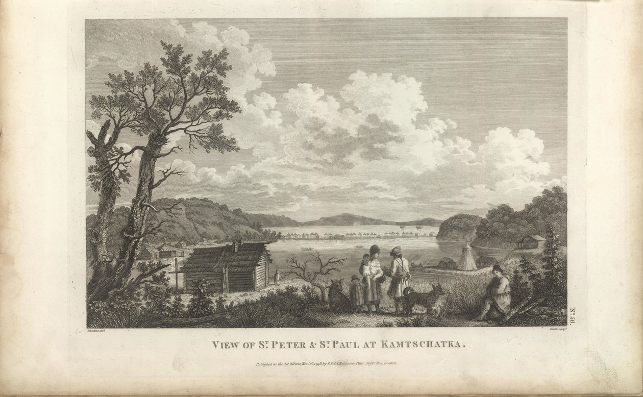 Vista del puerto de Petropavlovsk, 1780s de Jean Francois de Galaup La Perouse