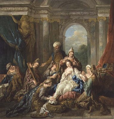 El tocador de Esther de Jean François de Troy