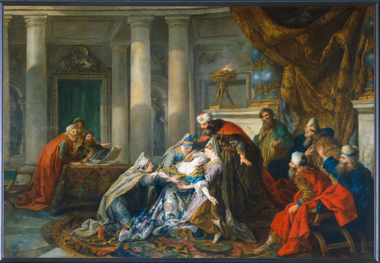 El desmayo de Esther ... de Jean François de Troy