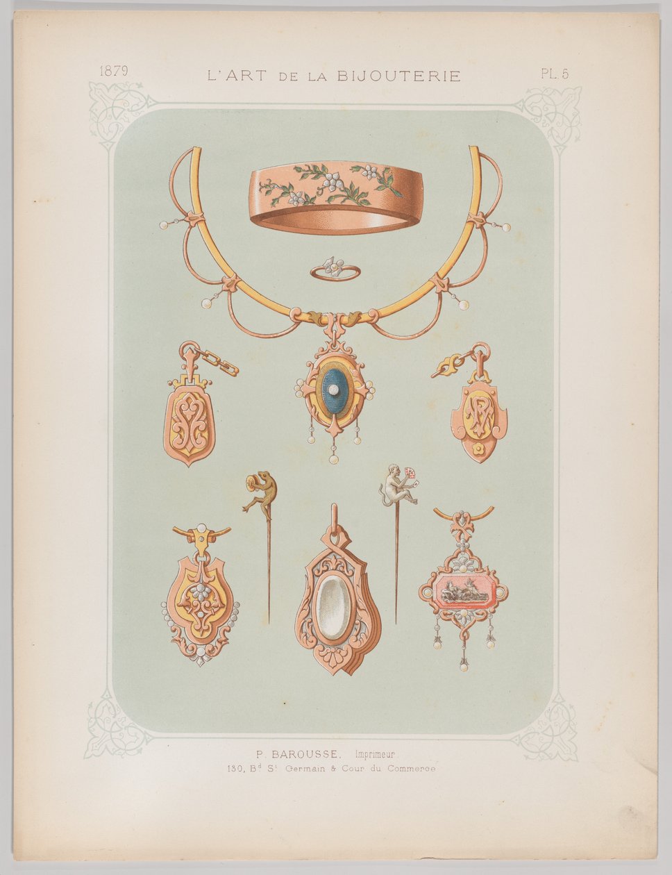 Diseños de Joyas en Oro y Oro Rosa, 1879 de Jean François Barousse