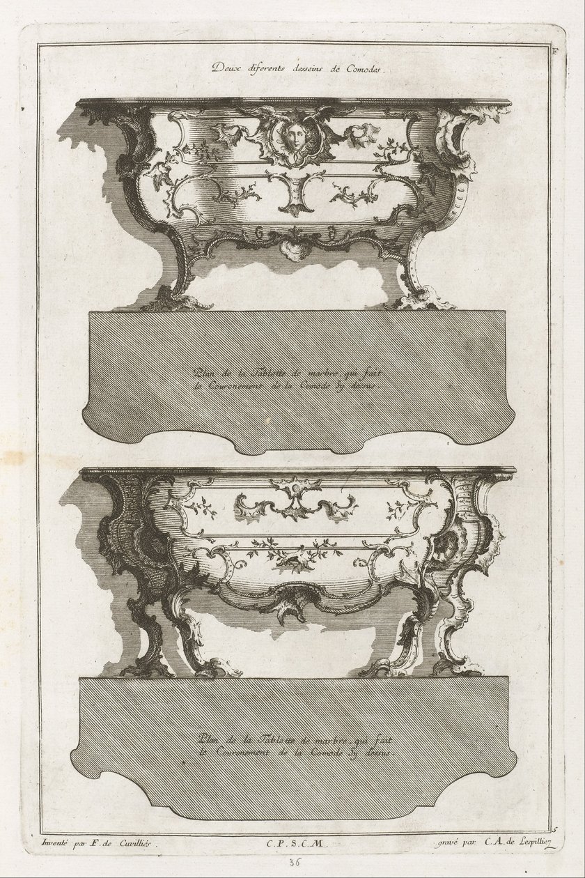 Libro de diferentes diseños de cómodas de Jean François Cuvilliés