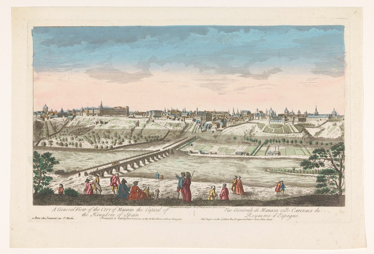 Gezicht op de stad Madrid Una vista general de la ciudad de Madrid, la capital del reino de España (título sobre el objeto) de Jean François Daumont