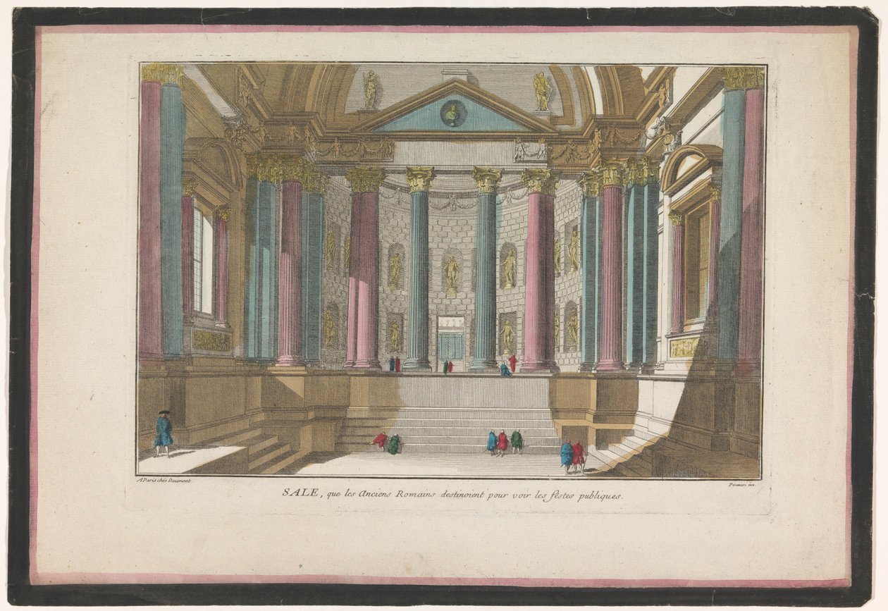 Vista del interior de una casa de Roma
Sucia, que los antiguos romanos utilizaban para ver las fiestas públicas (título en el objeto) de Jean François Daumont
