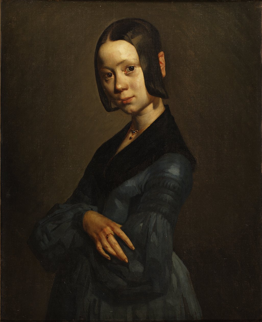 Retrato de Pauline Ono en azul de Jean Francois Millet