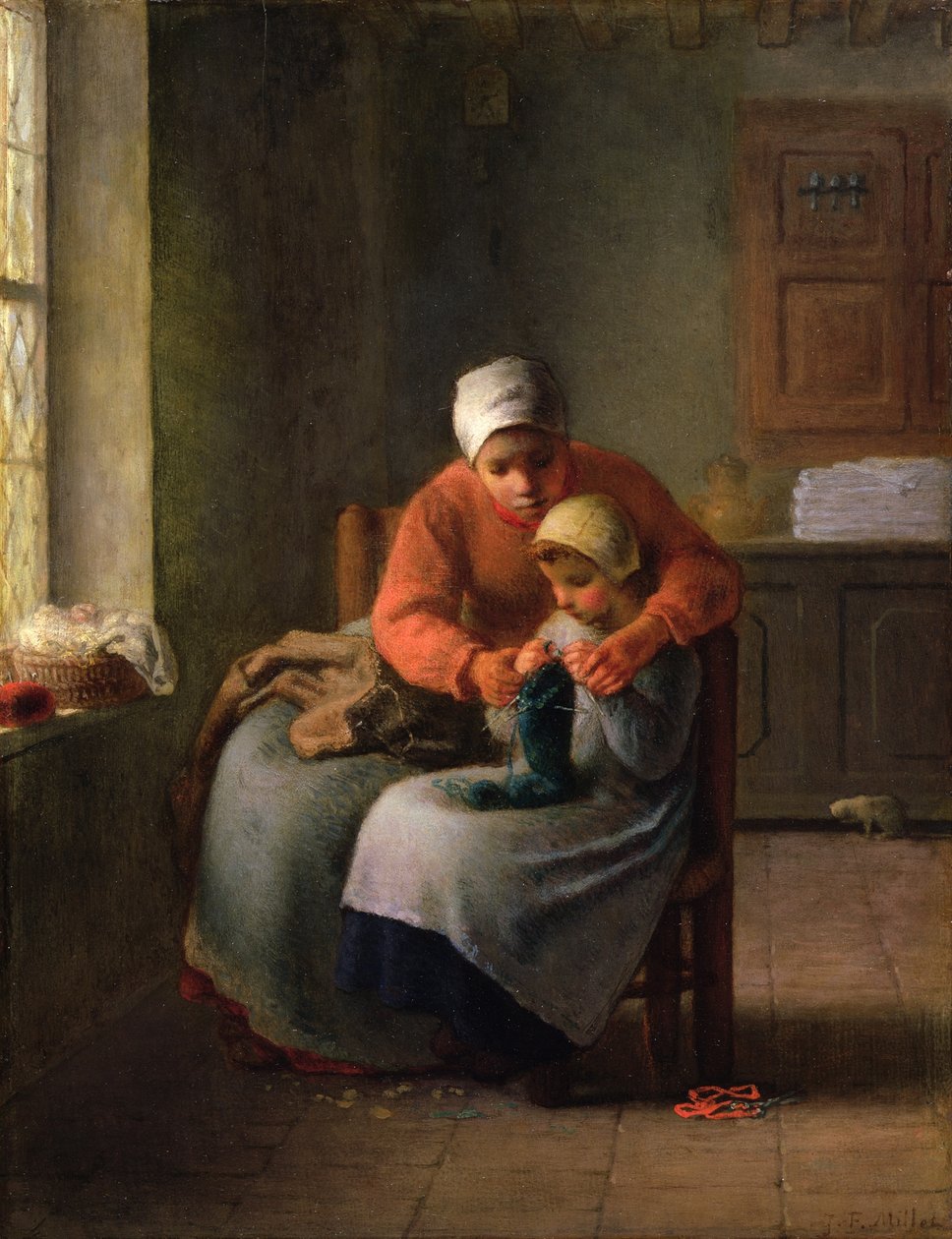 La lección de punto de Jean Francois Millet