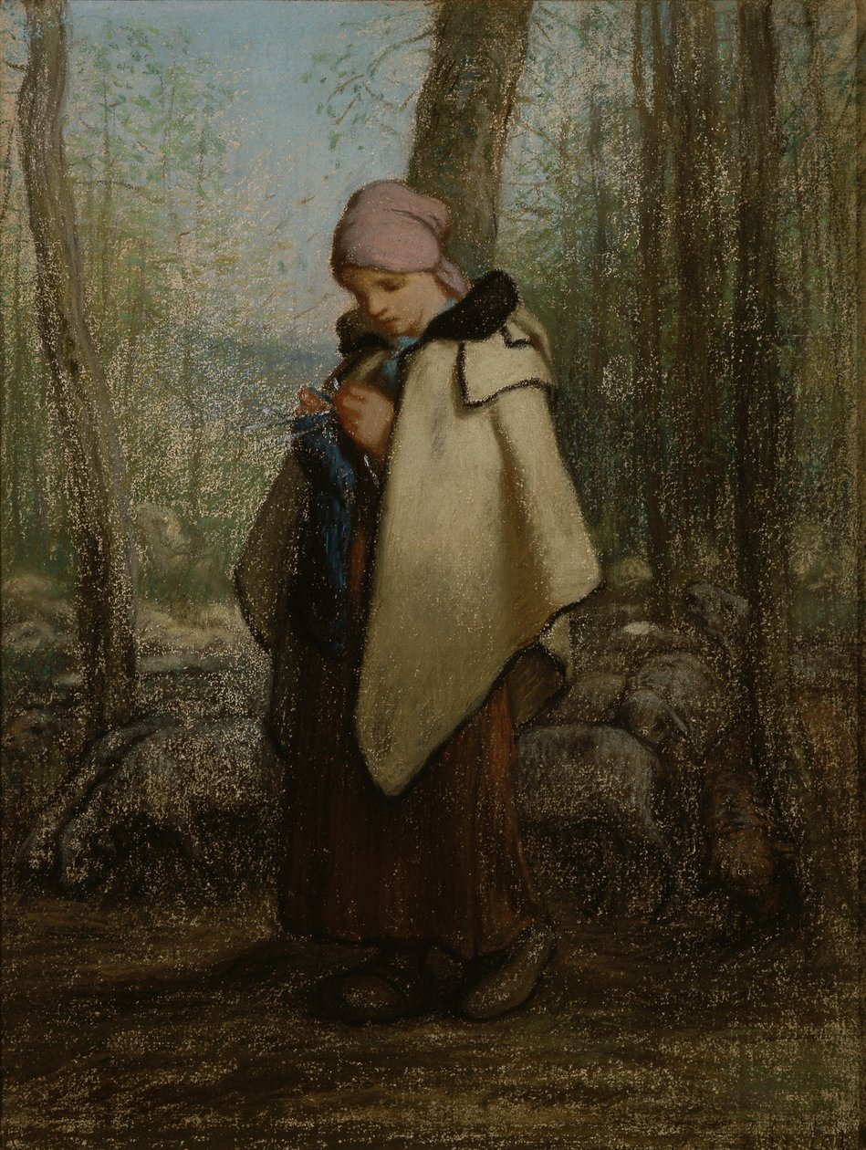 La pastora tejedora de Jean Francois Millet