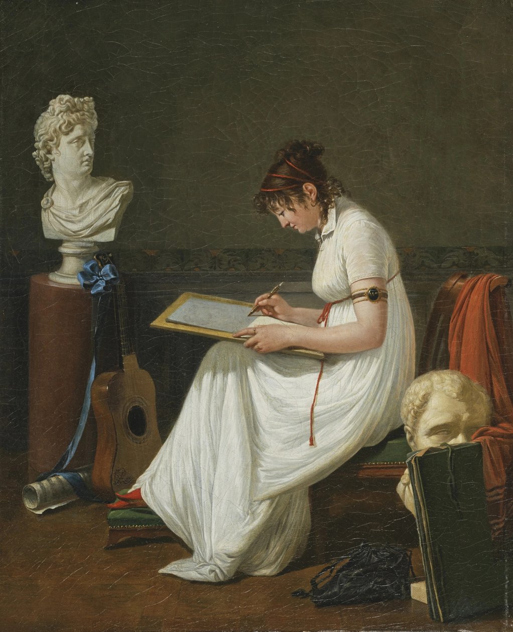 Retrato de una joven que dibuja la cabeza de Apolo de Jean François Sablet
