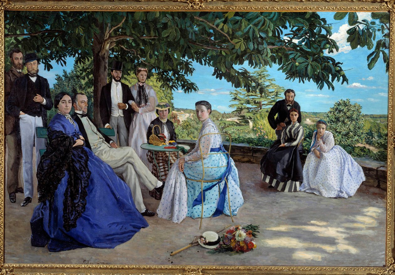 Reunión familiar: retrato de una familia burguesa francesa en un jardín de Jean Frederic Bazille
