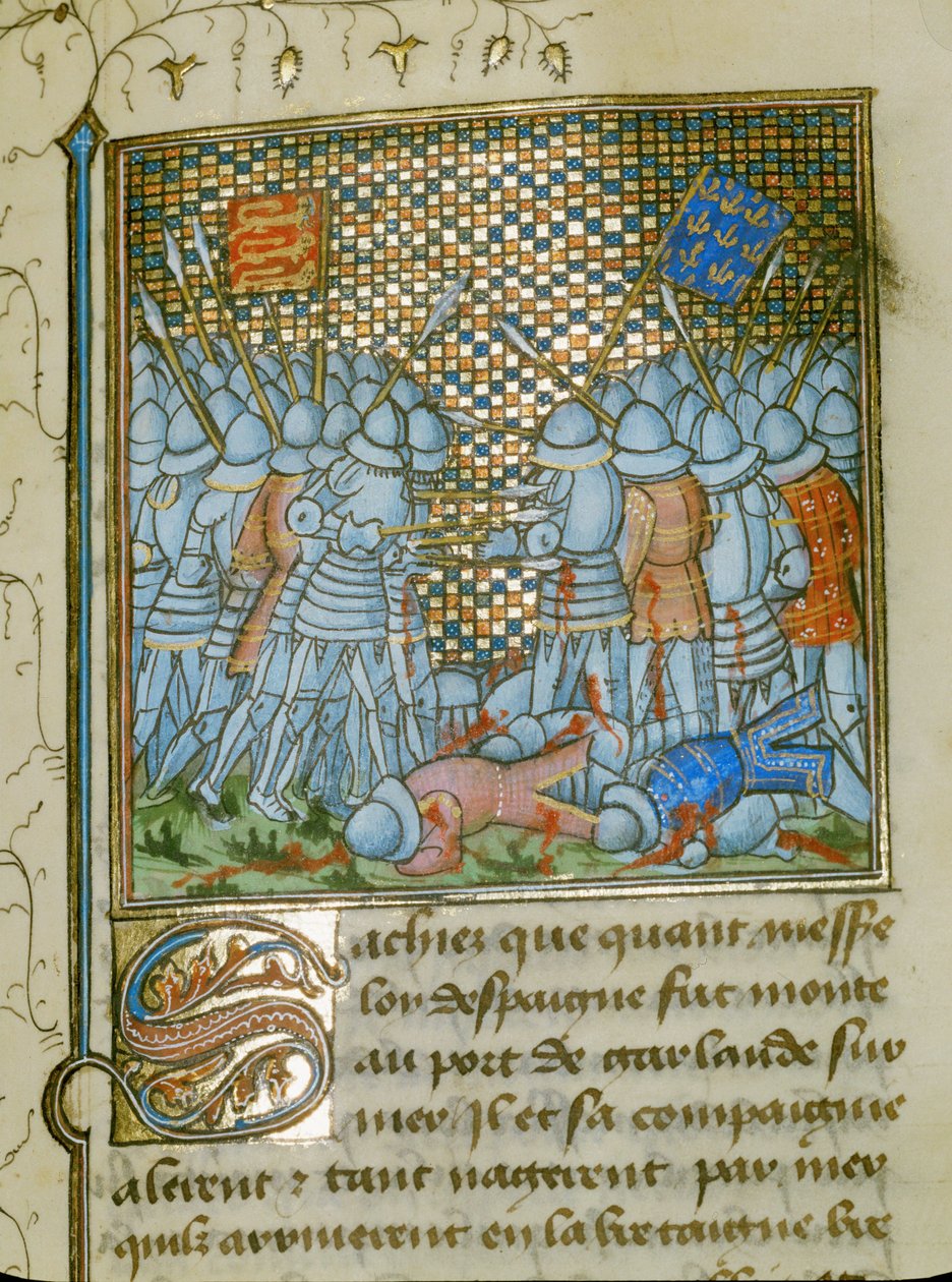 Batalla entre franceses e ingleses en la costa de Bretaña ... de Jean Froissart