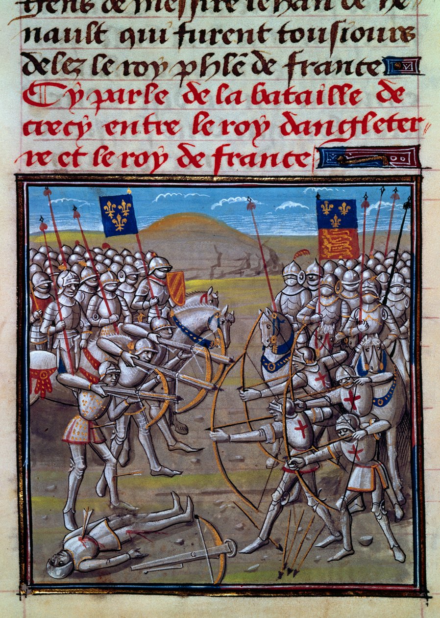 Batalla de Crecy, miniatura de las Crónicas de Froissart de Jean Froissart de Jean Froissart