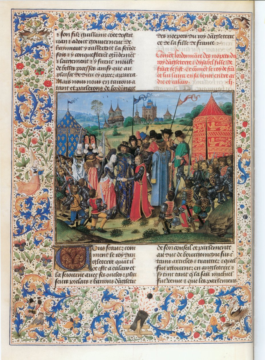 El rey francés Carlos VI entrega a su hija Isabel a su primo inglés Ricardo II ... de Jean Froissart