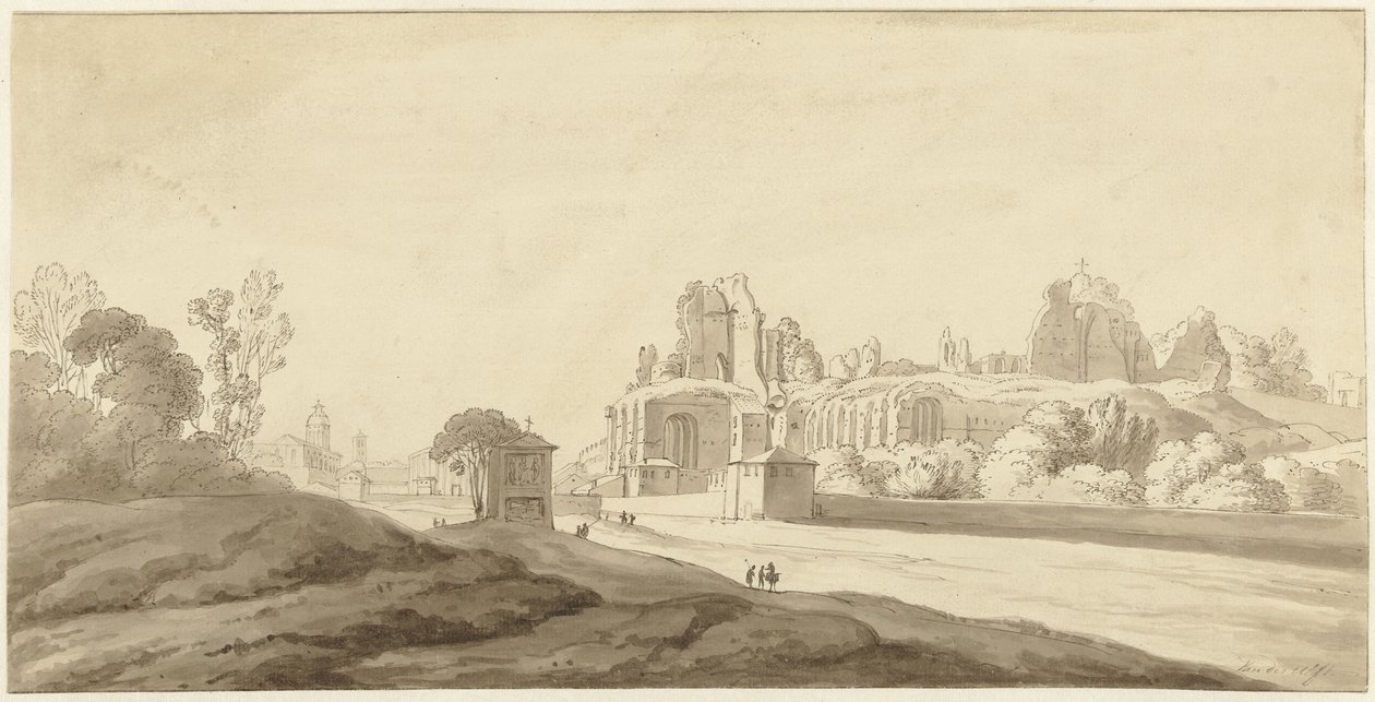 Vista de las ruinas del palacio del Palatino en Roma de Jean Grandjean (attributed to)
