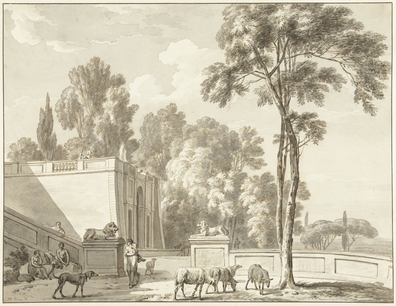 Vista de las terrazas de la Villa Aldobrandini en Frascati de Jean Grandjean