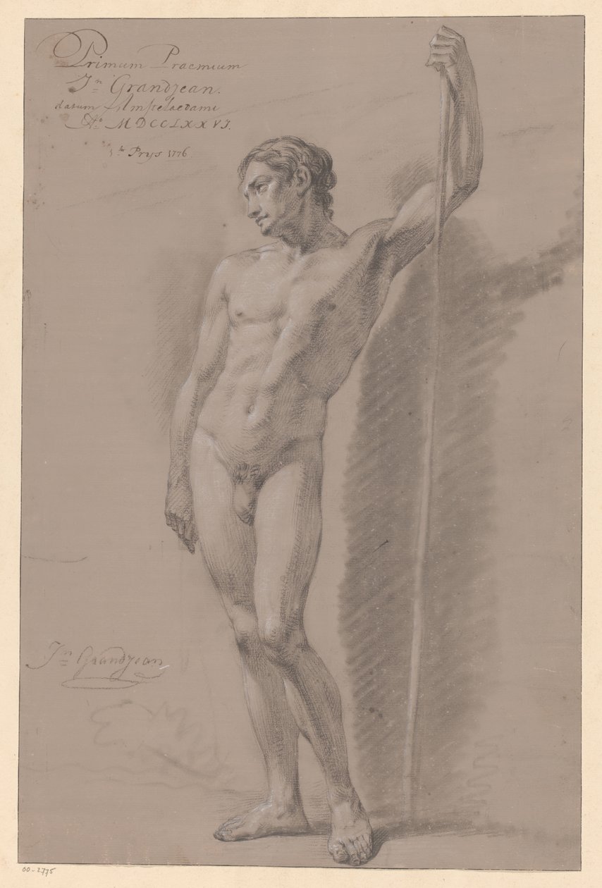 Desnudo masculino de pie, visto de frente (1er premio 1776) de Jean Grandjean
