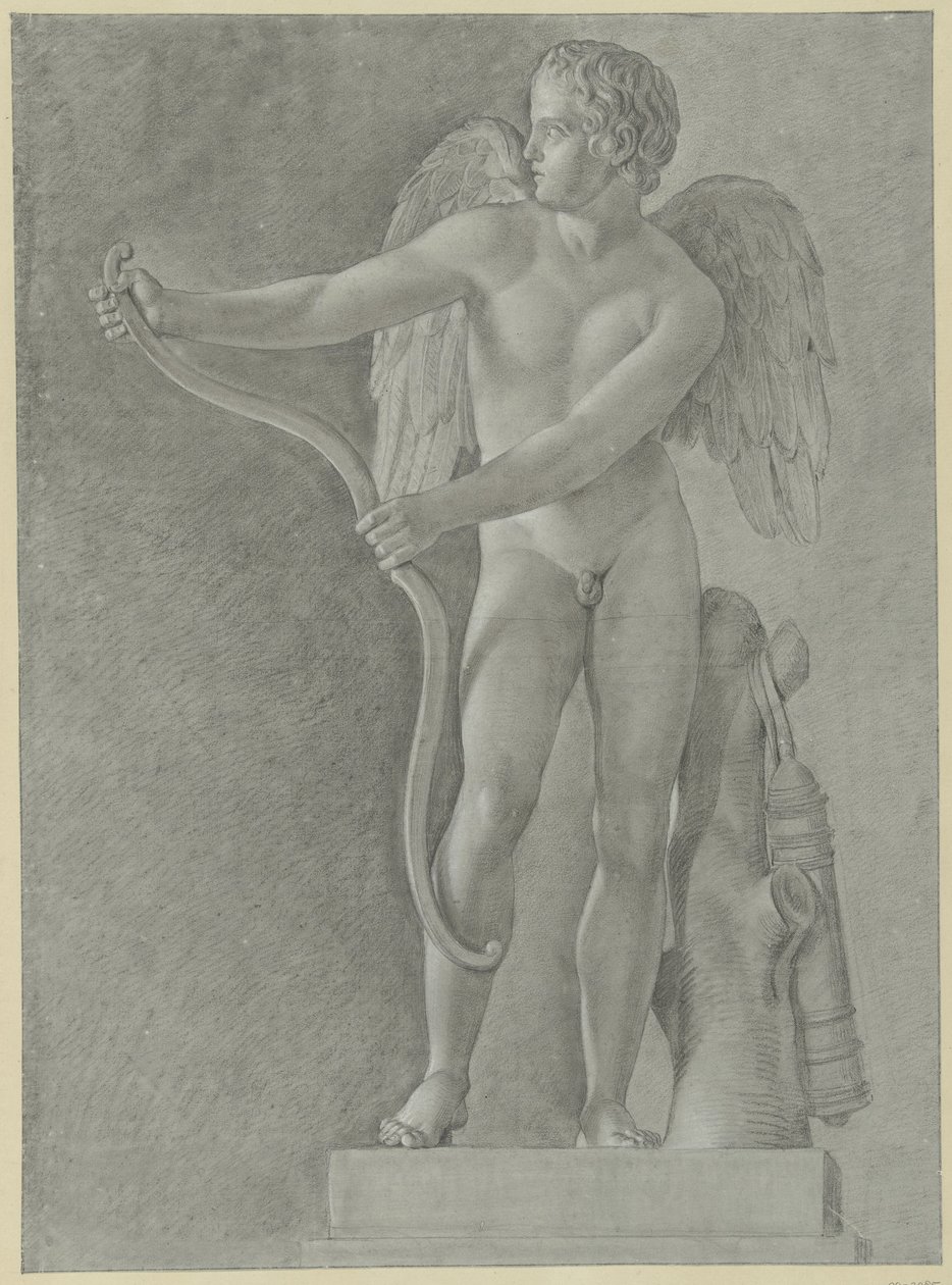 Estudio de una estatua de Cupido tensando su arco de Jean Grandjean