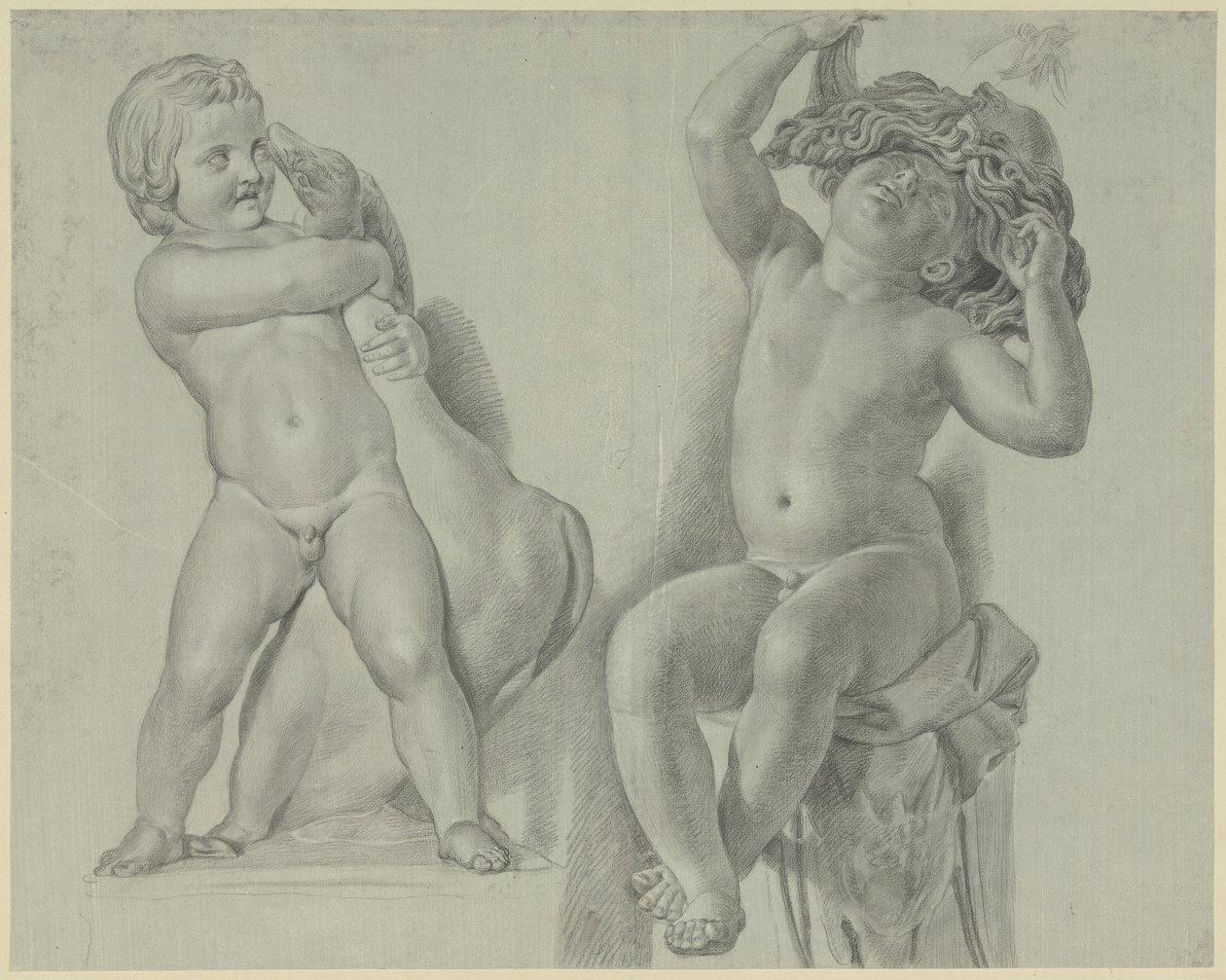 Dos estudios de esculturas infantiles de Jean Grandjean