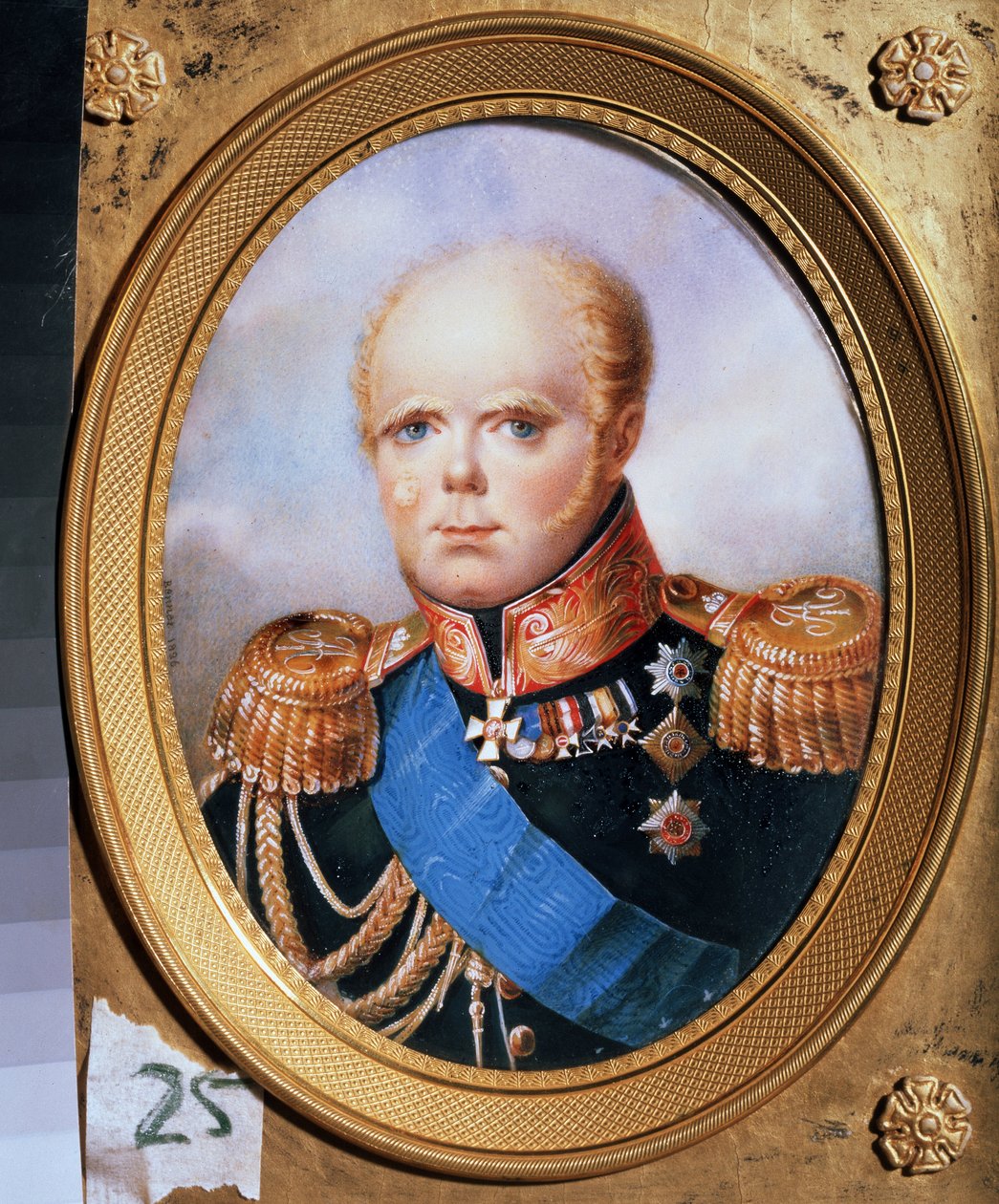 Retrato del Gran Duque Constantino Pavlovich de Rusia (1779-1831). Pintura de Jean Henri Benner (1776-1836). Acuarela sobre papel de Jean Henri Benner