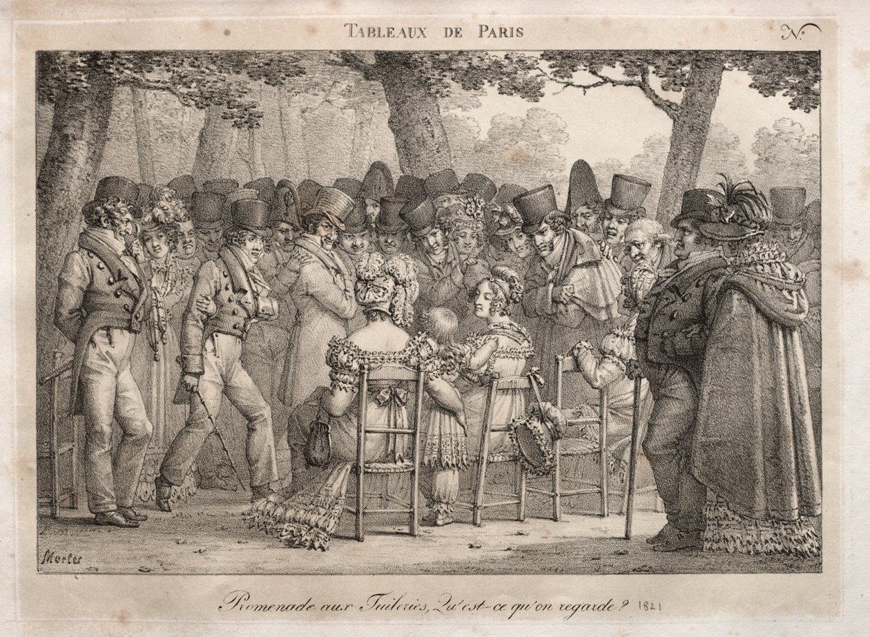 Escenas de París: Paseo en las Tullerías. ¿Qué están mirando? de Jean Henri Marlet
