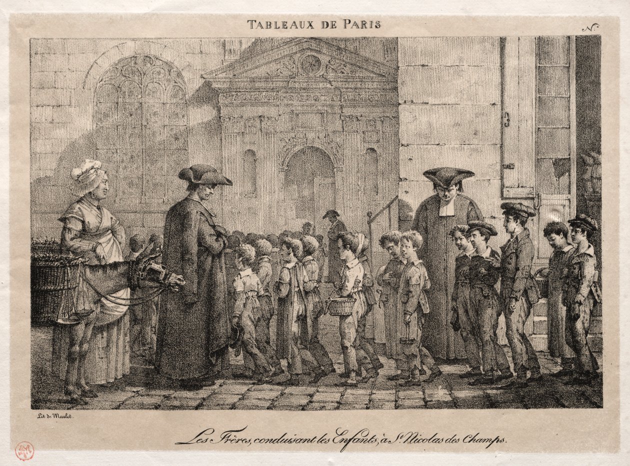 Escenas de París: Los hermanos llevando a los niños a San Nicolás de los Campos de Jean Henri Marlet