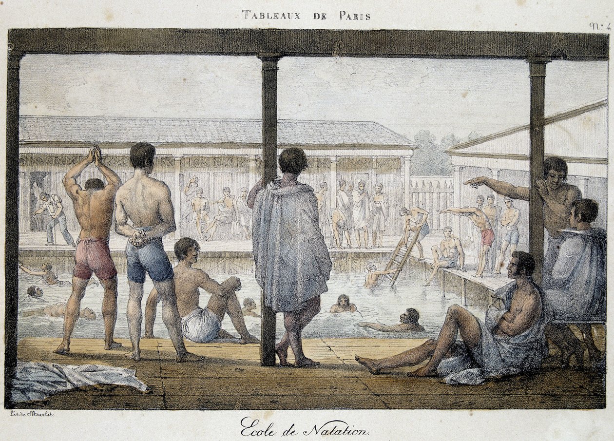 Escuela de natación - en “Pinturas de París” de Marlet de Jean Henri Marlet