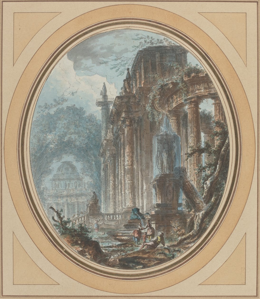 Capricho de jardín con ruinas antiguas de Jean Henry Alexandre Pernet