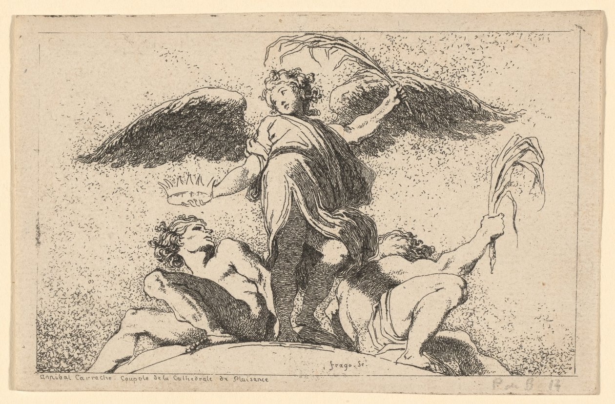 Ángel sosteniendo una palma y una corona de Jean Honoré Fragonard after Annibale Carracci