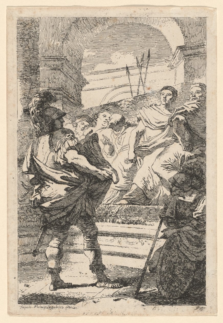 Mucio Escévola de Jean Honoré Fragonard after Giovanni Battista Tiepolo