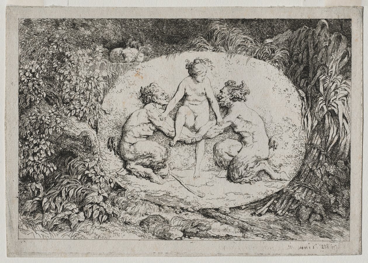 Bacanales: Ninfa sostenida por dos sátiros, 1763 de Jean Honore Fragonard