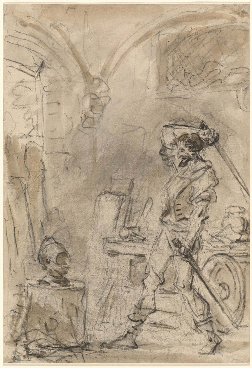 Don Quijote a punto de golpear el yelmo de Jean Honore Fragonard