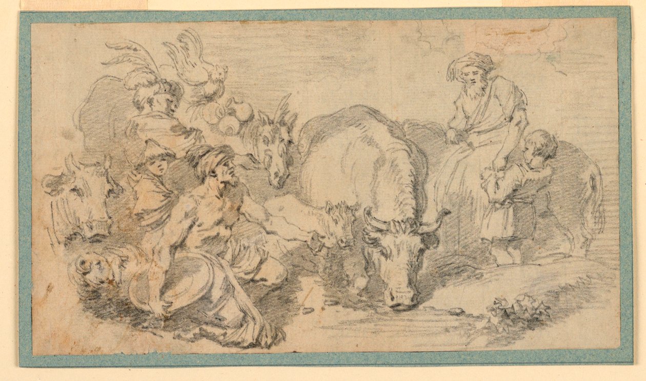 Dibujo, Escena oriental, hacia 1770 de Jean Honore Fragonard