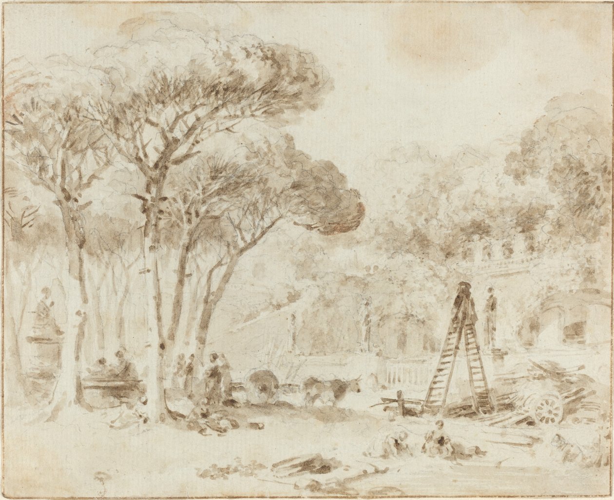 Jardines de una villa italiana (¿Villa Medici?) de Jean Honore Fragonard