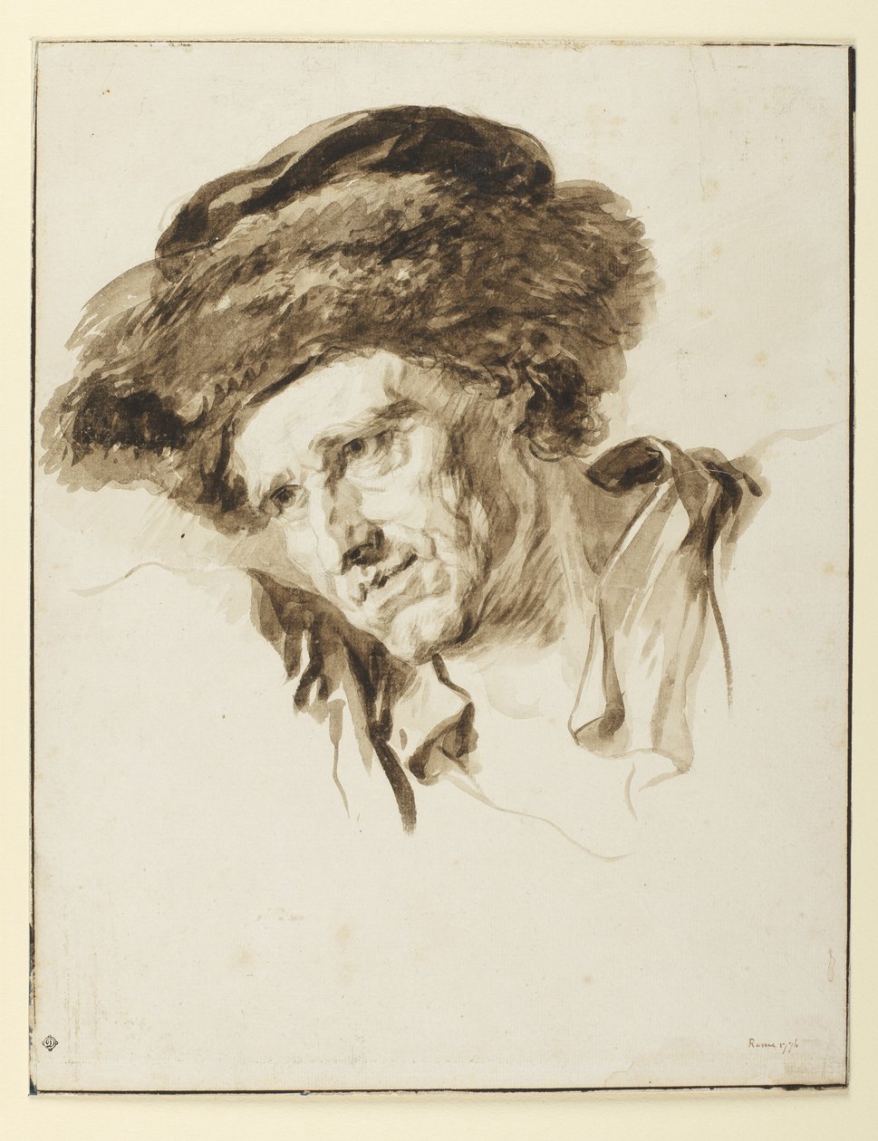 Cabeza de un hombre con gorro de piel, 1774 de Jean Honore Fragonard