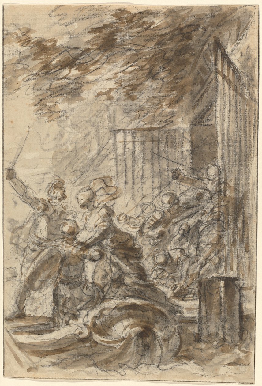 Isabella abandona su hogar para seguir a Odorico y sus hombres de Jean Honore Fragonard