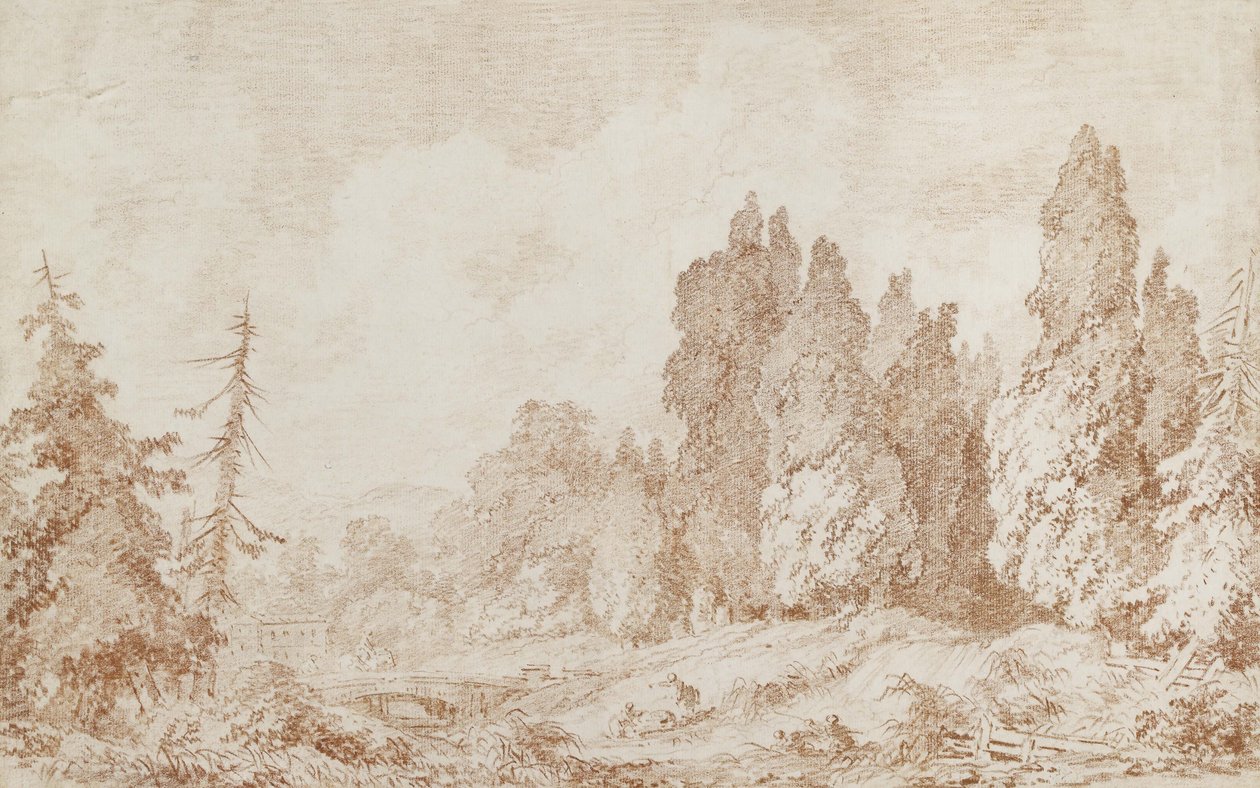 Paisaje con un Puente, c.1760 de Jean Honore Fragonard