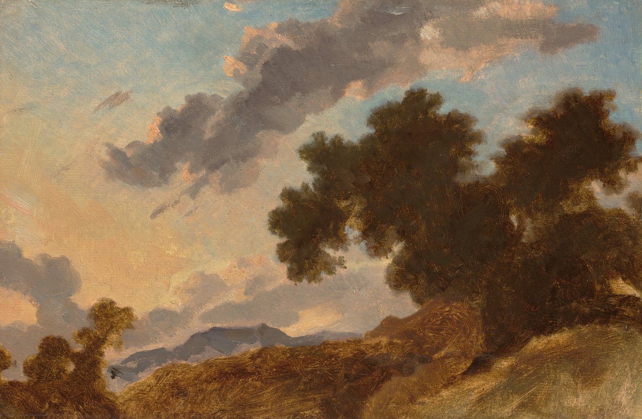 Paisaje montañoso al atardecer de Jean Honore Fragonard