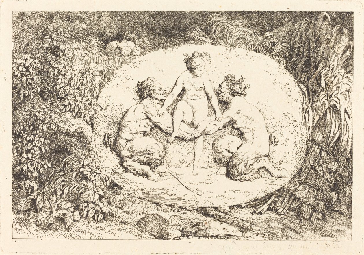 Ninfa sostenida por dos sátiros (Nymphe s