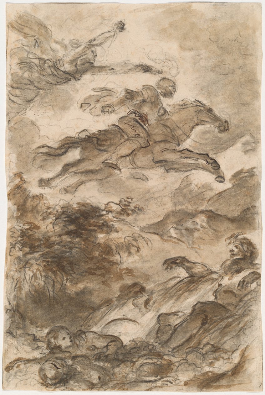 Rinaldo, montado en Baiardo, persigue a Angélica de Jean Honore Fragonard
