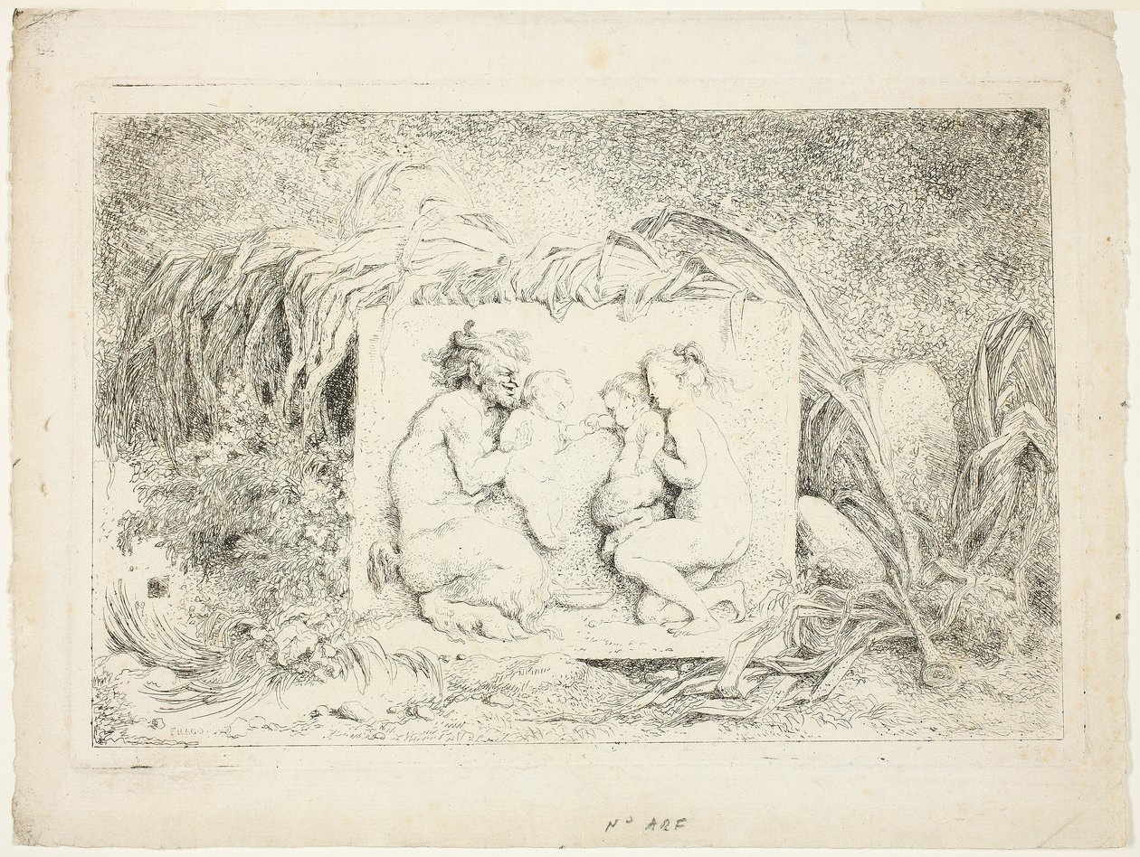 Sátiros bailando, de Bacchanales, o juegos de los sátiros de Jean Honore Fragonard