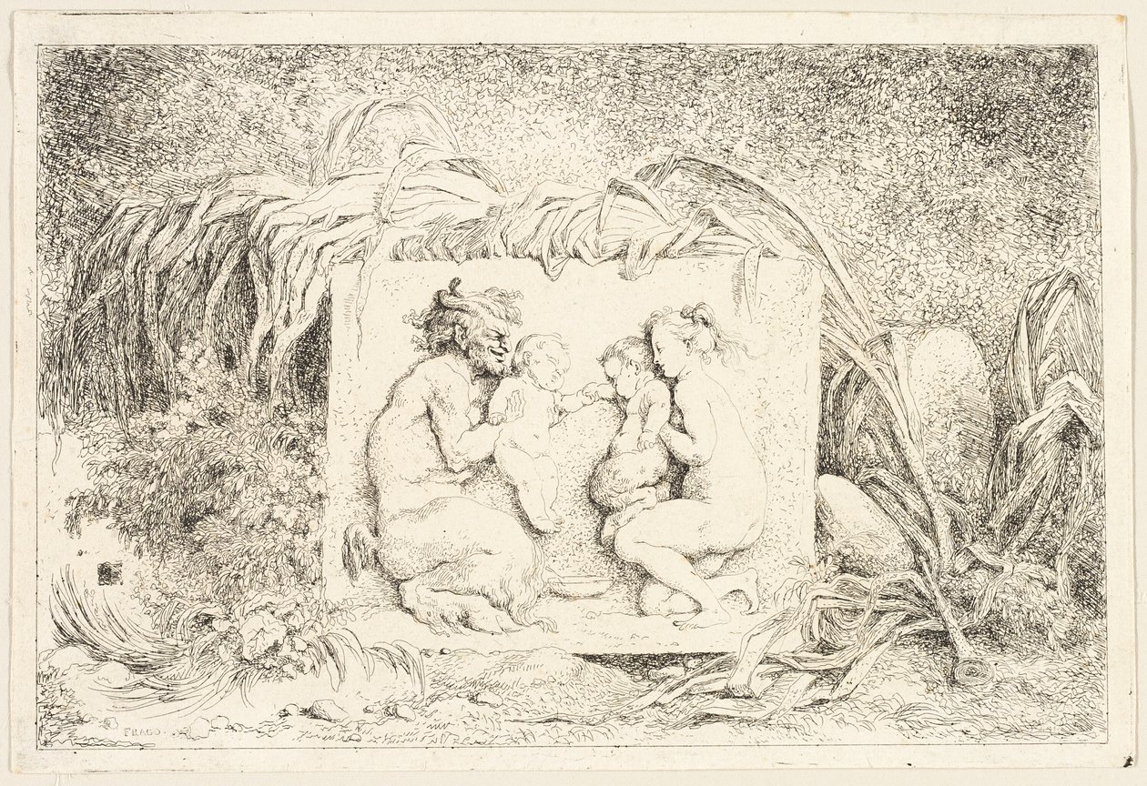 Familia de sátiros de Bacchanales, o juegos de sátiros de Jean Honore Fragonard