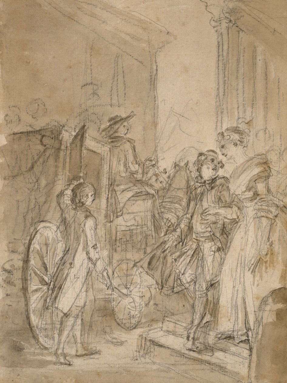 La partida en coche, c.1780-89 de Jean Honore Fragonard