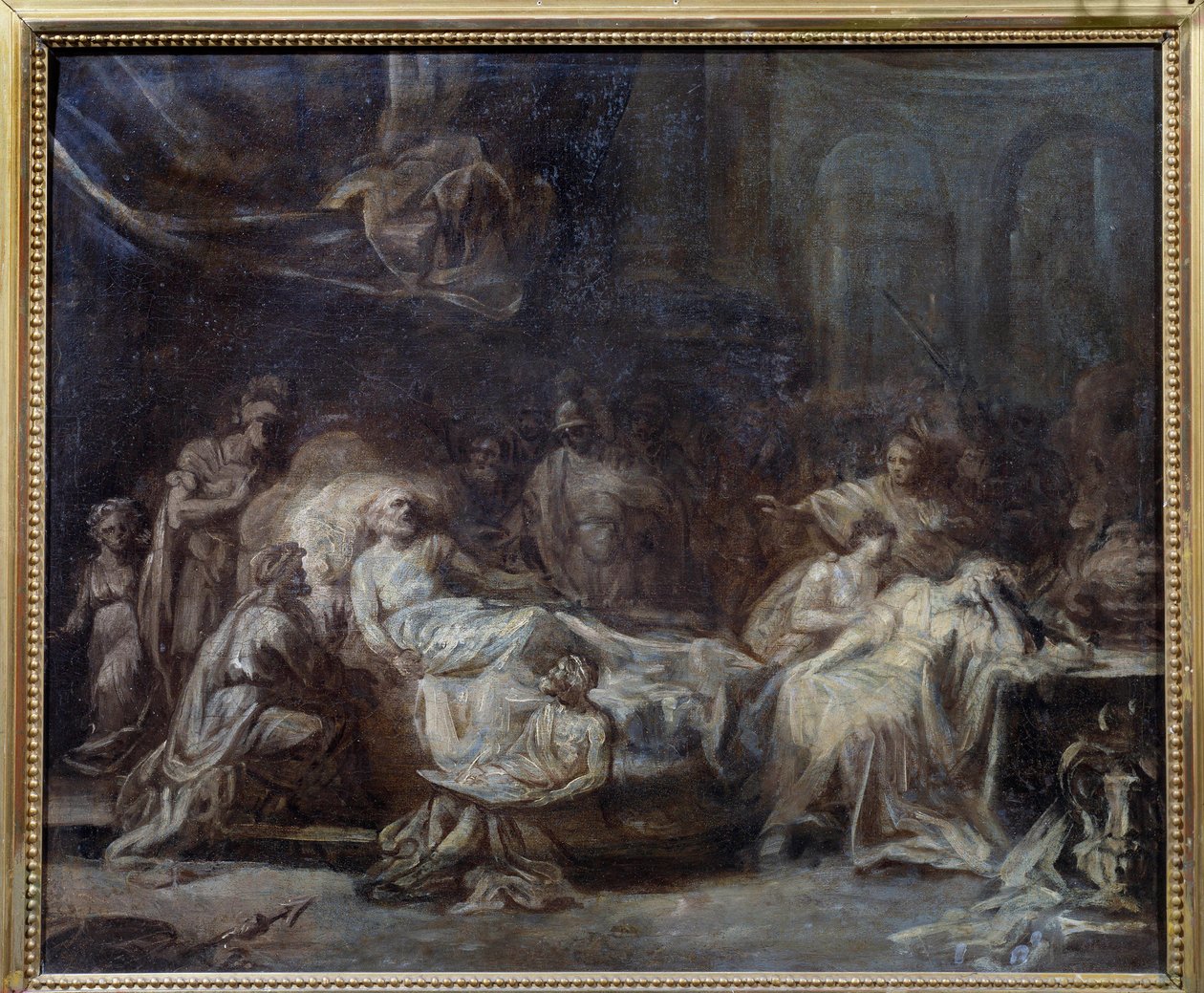 El testamento Familia reunida alrededor de un anciano agonizante dictando su testamento. Dibujo preparatorio de Jean Baptiste Fragonard (1732-1806) Siglo XVIII Reims, Museo de Bellas Artes de Jean Honore Fragonard