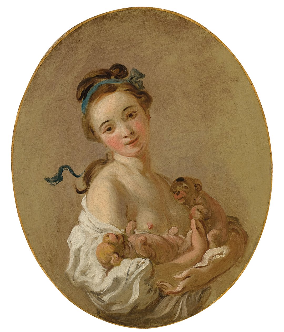 Niña Sosteniendo Dos Cachorros, c.1770 de Jean Honore Fragonard
