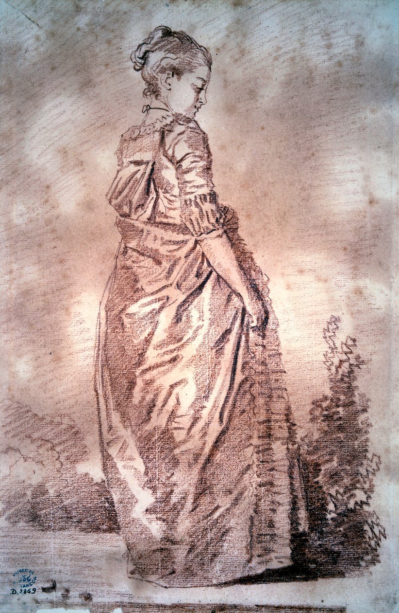 Joven mujer caminando de Jean Honore Fragonard