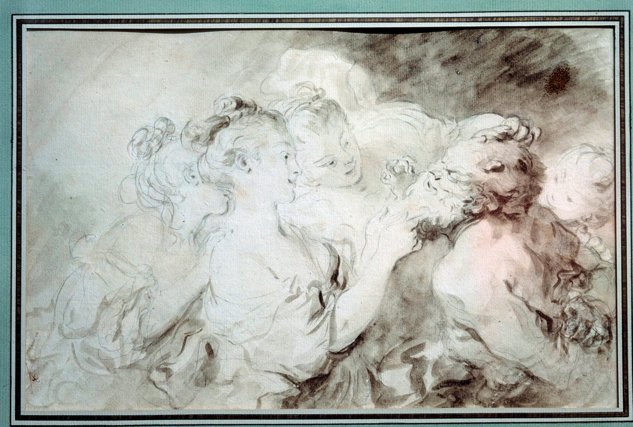 Jóvenes luchando con un sátiro de Jean Honore Fragonard