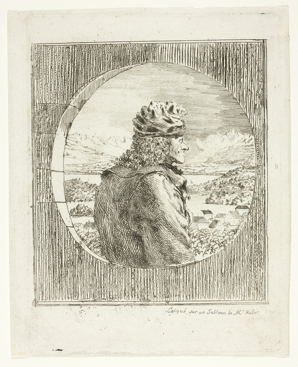 Voltaire de perfil de Jean Huber