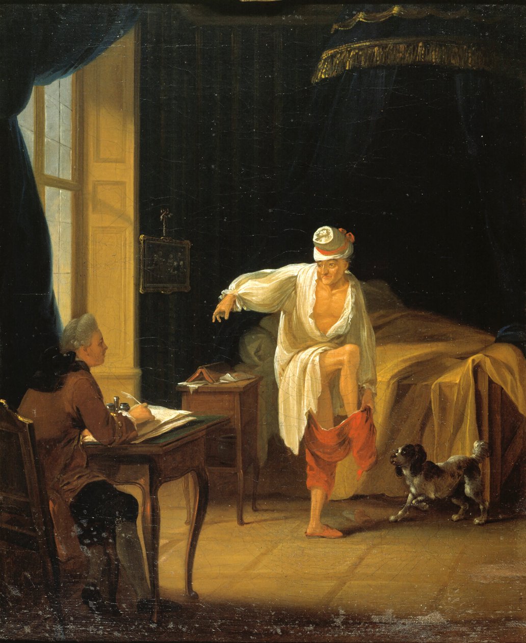 Voltaire levantándose en Ferney, ca 1772 de Jean Huber