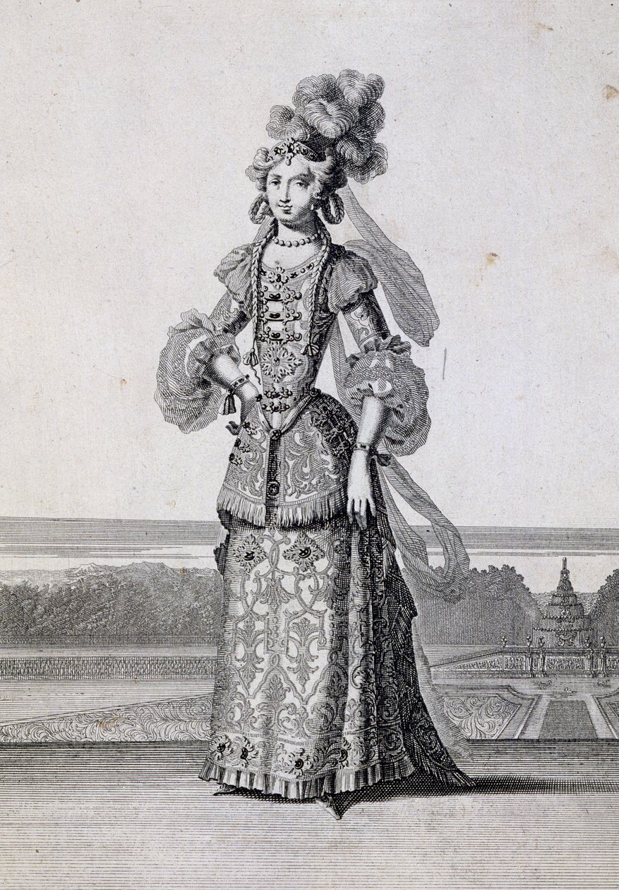 Trajes de ballet femenino, grabado por Jean Berain el Viejo (1637-1711), Francia de Jean I  Berain