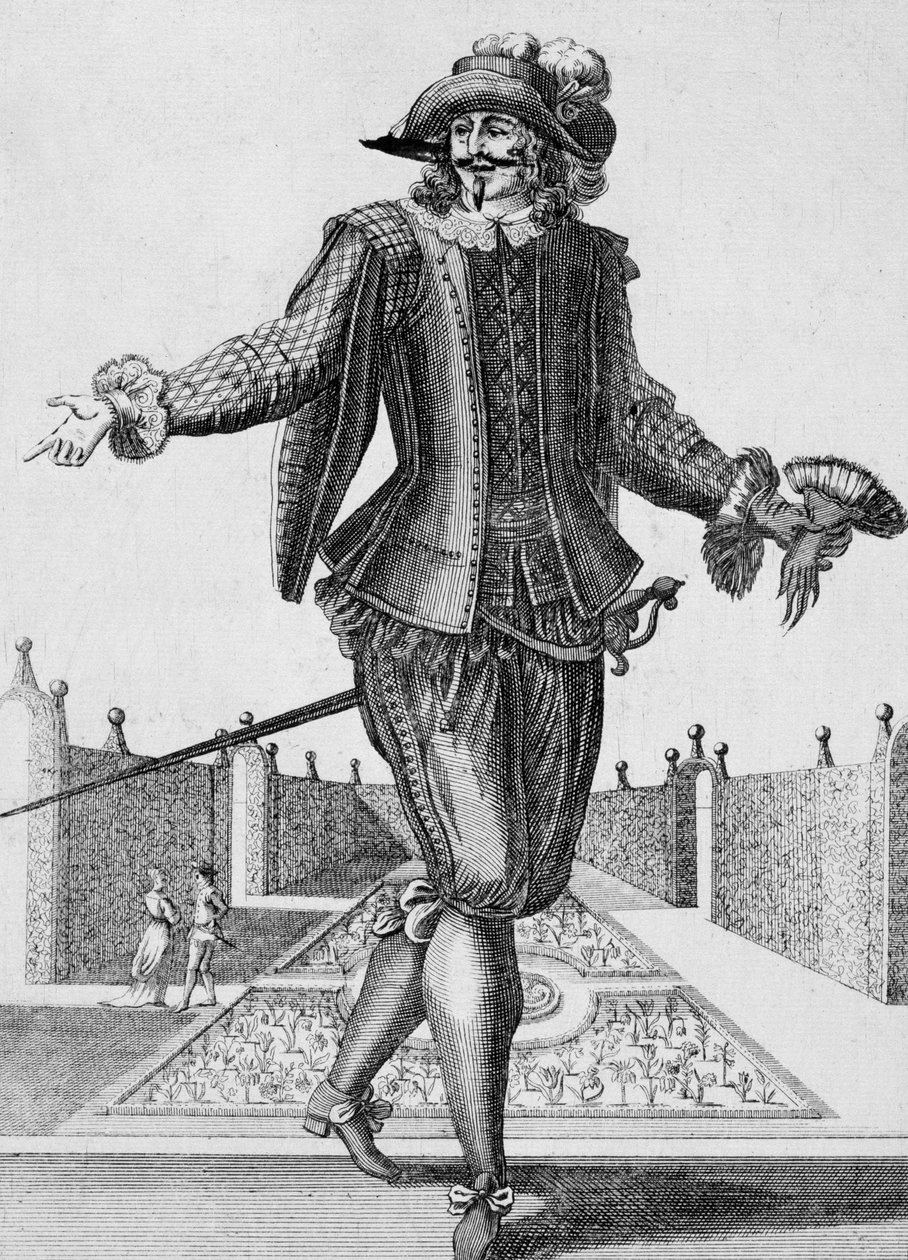 Actor serio, disfraz de escena, grabado por Jean Berain el Viejo (1637-1711), Francia de Jean I  Berain