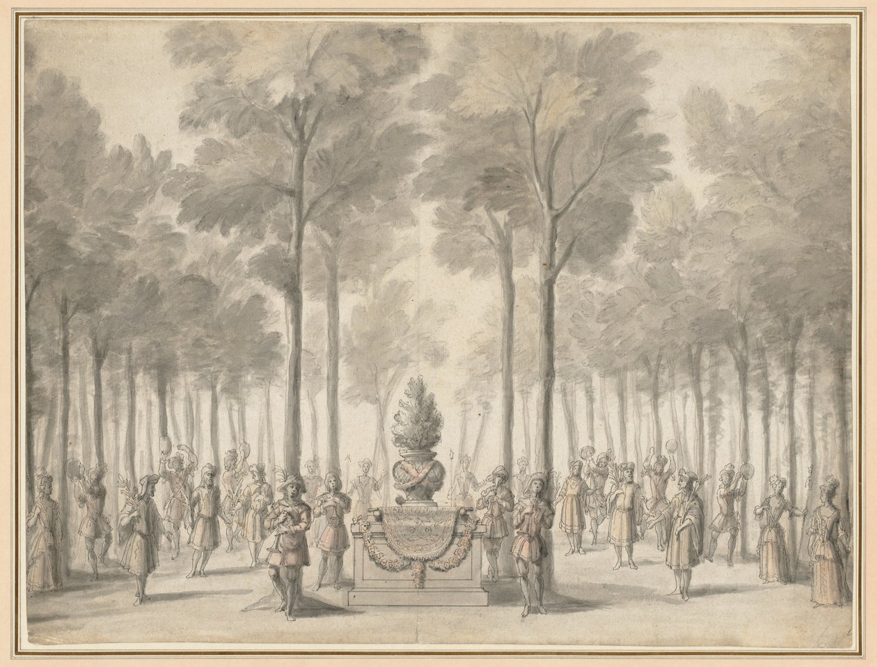 Diseño para el Divertissement de "La Pastorale" (Primera entrada de la ópera-ballet "Les Muses" de Danchet y Campra) de Jean I Berain